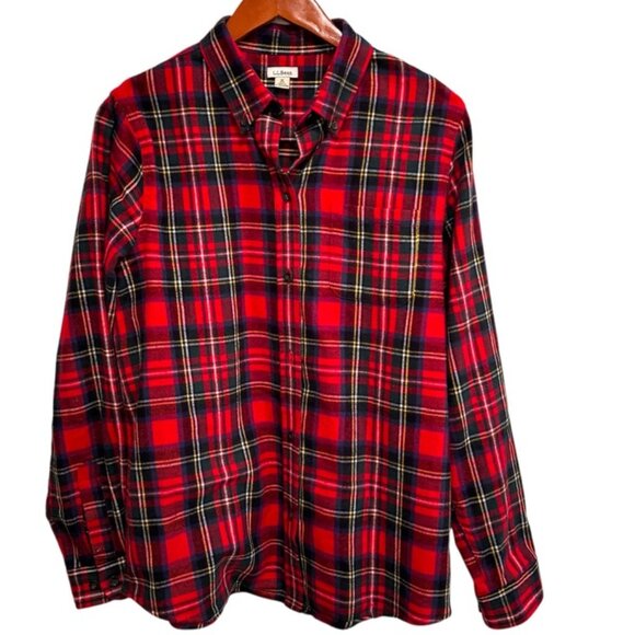LL Bean Flannel Shirt Womens Size M Long Sleeve‎ Button Down Plaid Red - Picture 11 of 11